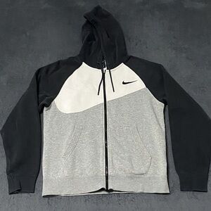 Nike Sweatshirt Mens S NSW Swoosh Hoodie Full Zip Black Gray White BV5237-064